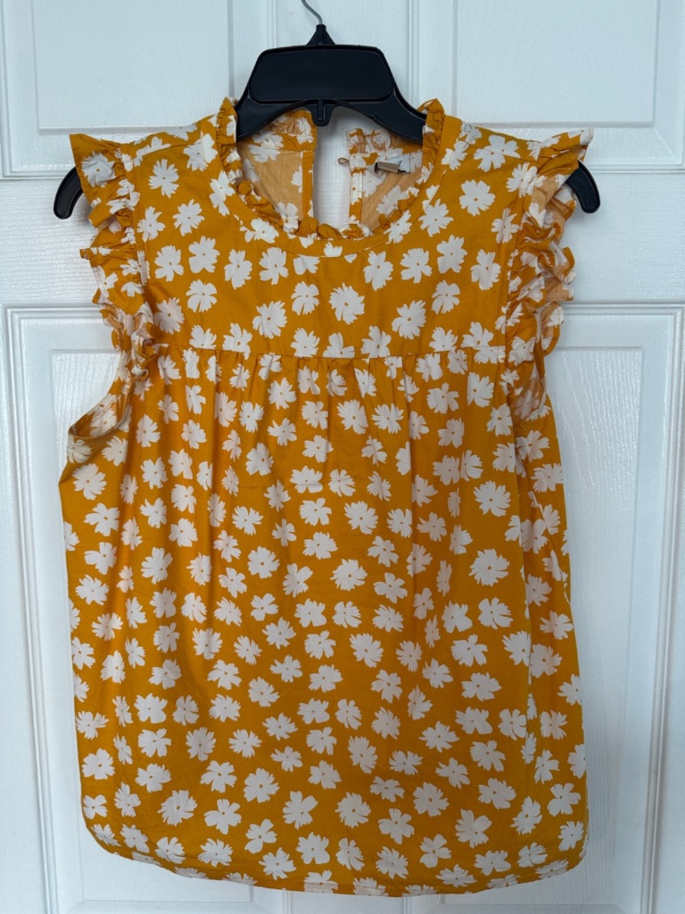 J. Crew Yellow Floral Ruffle-Sleeve Casual Dress